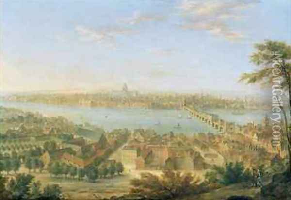 View of Old London Bridge Oil Painting - Charles Laurent Grevenbroeck