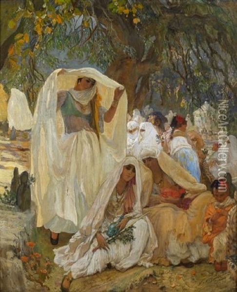 The Day Of The Prophet At Blidah, Algeria Oil Painting - Frederick Arthur Bridgman