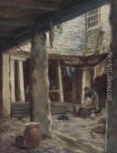 A Fisherman's Dwelling Oil Painting - William Banks Fortescue