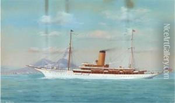 The U.s. Steam Yacht Iolanda: In Neapolitan Waters (illustrated);and At Sea In A Swell Oil Painting - Atributed To A. De Simone