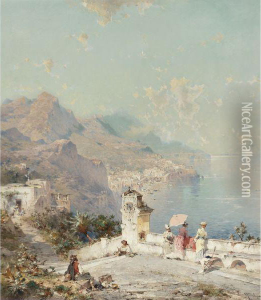 Amalfi, Golfe De Solerne Oil Painting - Franz Richard Unterberger