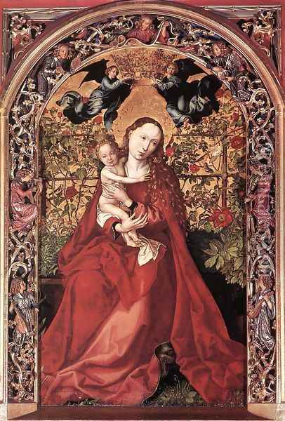Madonna of the Rose Bush 1473 Oil Painting - Martin Schongauer