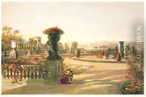 The Parterre, Trentham Hall Gardens Oil Painting - E. Adveno Brooke