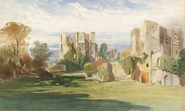 A view of Kenilworth Castle, Warwickshire, from the tiltyard Oil Painting - Harry John Johnson