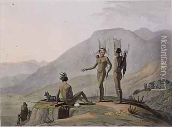 Bush Men Hottentots Armed for an Expedition Oil Painting - Samuel Daniell