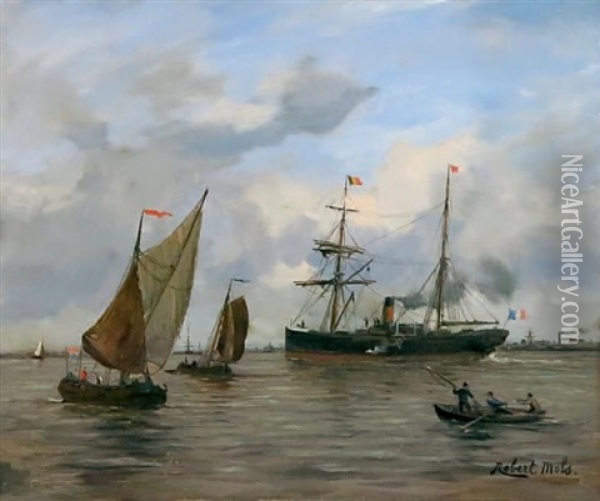 L'escaut, Anvers Oil Painting - Robert Charles Gustave Laurens Mols
