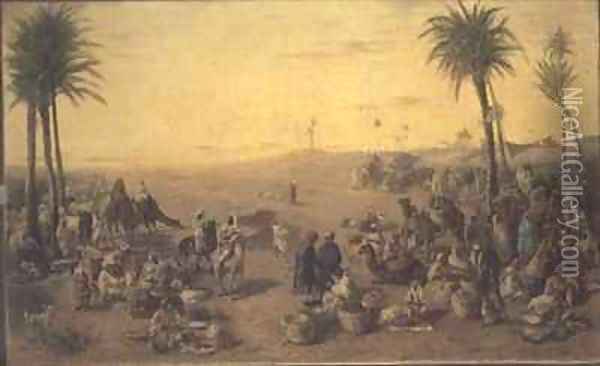 Arab Market Oil Painting - J. Cruciani