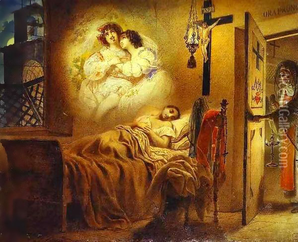 Nun s Dream Oil Painting - Jules-Elie Delaunay