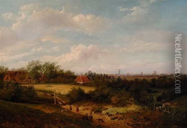 Dutch Landscape Oil Painting - Anthony Andreas de Meyer