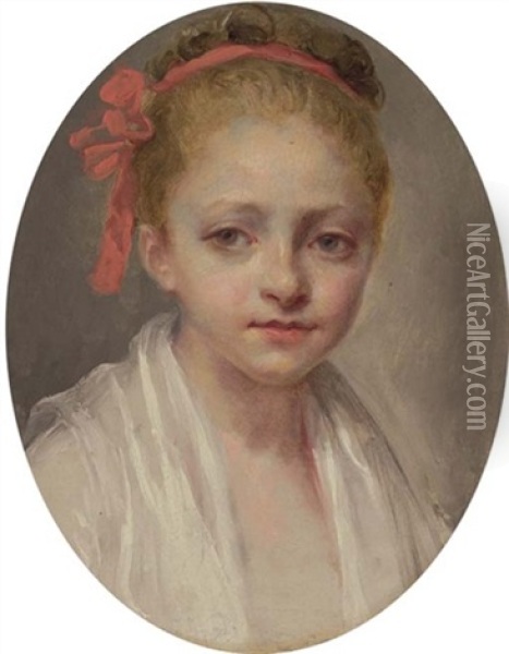 Portrait Of A Girl, In A White Chemise Oil Painting - Nicolas Bernard Lepicie