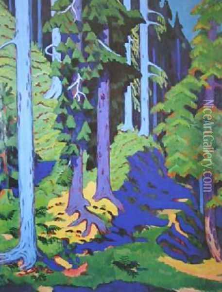Inside the Forest Oil Painting - Ernst Ludwig Kirchner