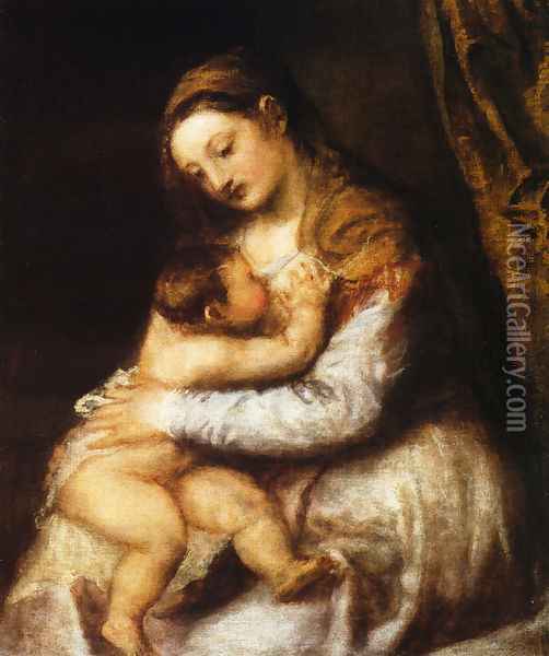 Madonna and Child Oil Painting - Tiziano Vecellio (Titian)