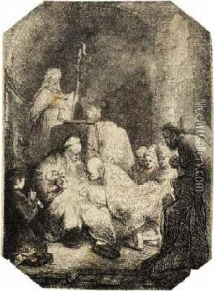 - The Circumcision: Small Plate 
1,000-1,200 Gbp Lot Sold. Hammer Price With Buyer's Premium: 960 Gbp Oil Painting - Rembrandt Van Rijn
