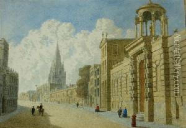 View Of The High Street Oil Painting - George Pyne