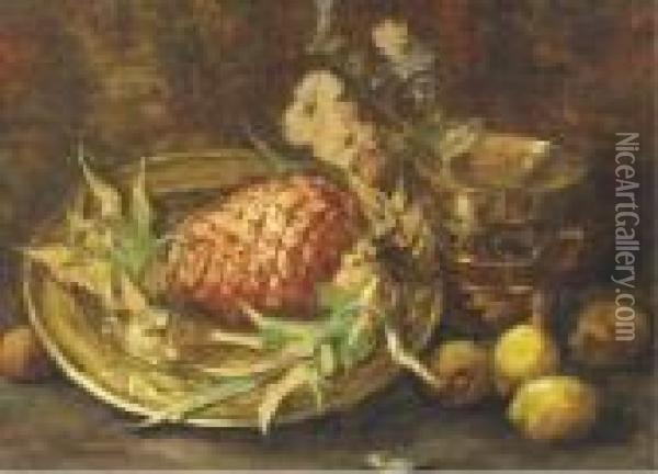 Still Life With A Mortar And A Pineapple Oil Painting - Sientje Mesdag Van Houten
