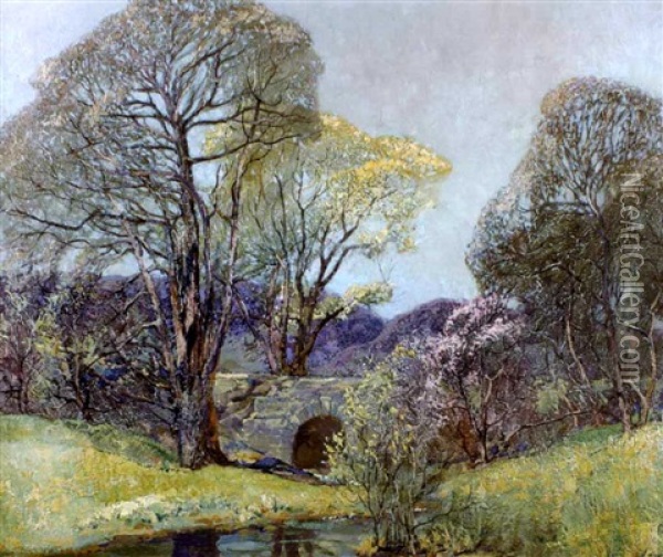 Spring Cottonwoods And Willows Oil Painting - Joseph Pierre Birren