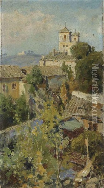 From The Window Of The Flat In Rome Oil Painting - Vasili Dimitrievich Polenov