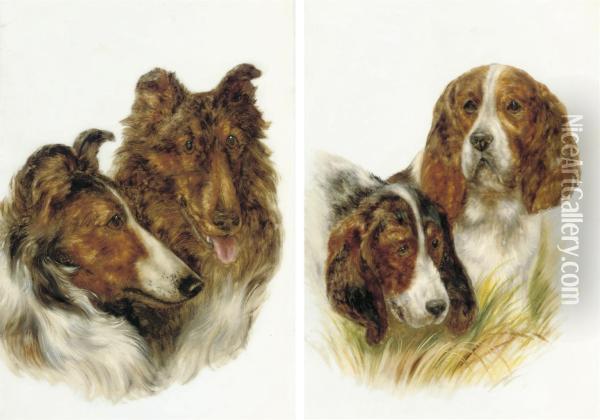 Two Collies Jock And Lucy Oil Painting - Bessie, Betsie Bamber