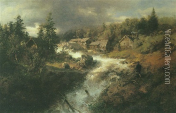Sutter's Mill Oil Painting - Hermann Herzog