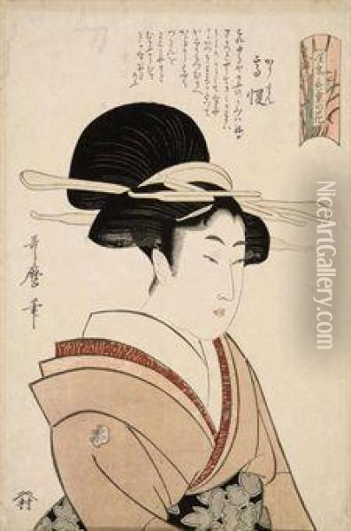 Variegations Ofblooms According To Their Speech Oil Painting - Kitagawa Utamaro
