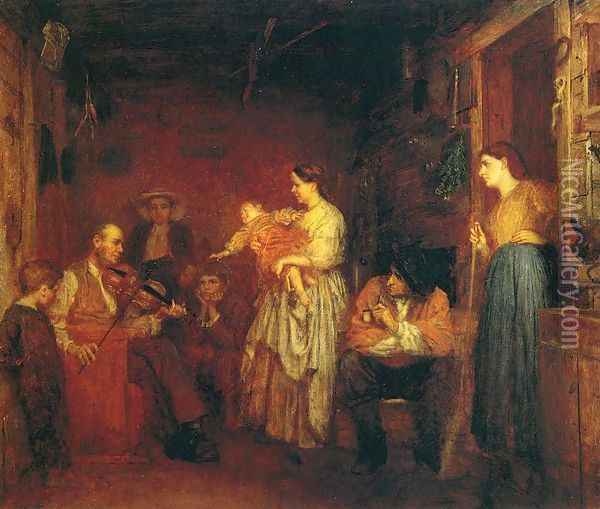 Fiddling His Way I Oil Painting - Eastman Johnson