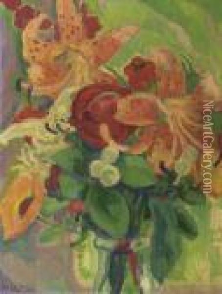 Still Life With Tiger Lilies Oil Painting - Leo Gestel