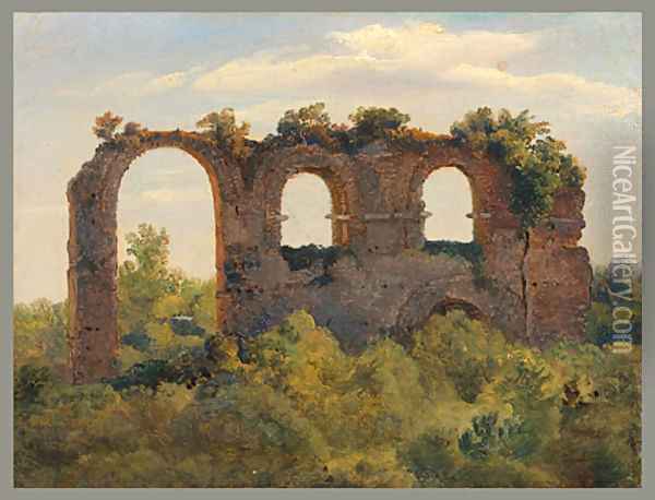 Remains of an Aqueduct late 1820s Oil Painting - Andre Giroux