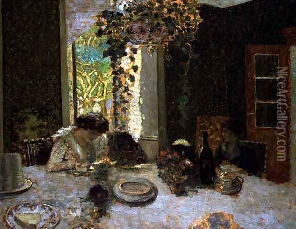 The Dining Room, c.1900 Oil Painting - Jean-Edouard Vuillard