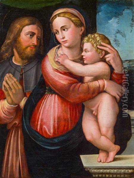 Madonna Mit Kind Und Hl. Rochus Oil Painting - Innocenzo di Pietro (da Imola) Francucci