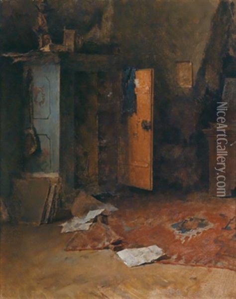 Interieur Mit Bauernkasten Oil Painting - Fritz (Friedrich) Rojka