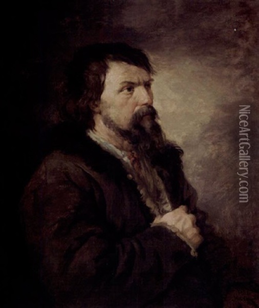 Portrait Of A Bearded Man Oil Painting - Vasili Grigorevich Perov