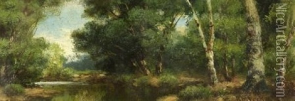 Woods And River Oil Painting - Robert M. Decker