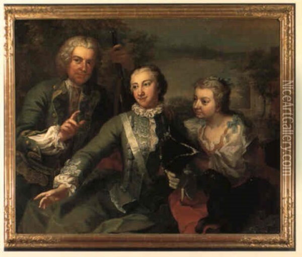 Tessinka Familjetavlan Med Greve Carl Gustaf, Grevinnan Ulla. . . Oil Painting - Martin van Meytens the Younger