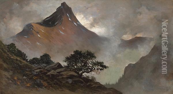 Mountain Landscape Oil Painting - Jules Tavernier