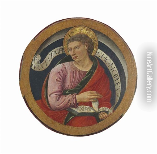 The Prophet Jeremiah, In A Roundel Oil Painting - Panciatico di Antonello da Calvi