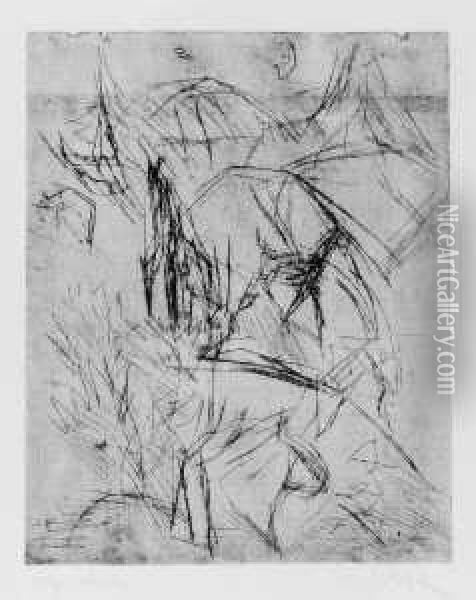 Ziegen Und Mond (unvollendet) Oil Painting - Ernst Ludwig Kirchner