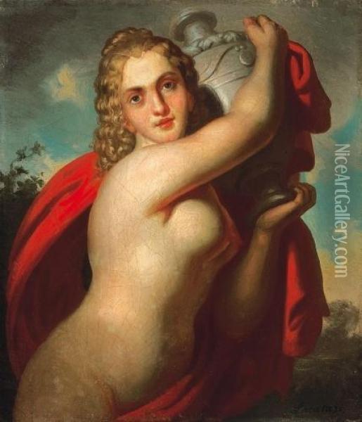 Woman, Bathing (hebe) Oil Painting - Demeter Laccataris