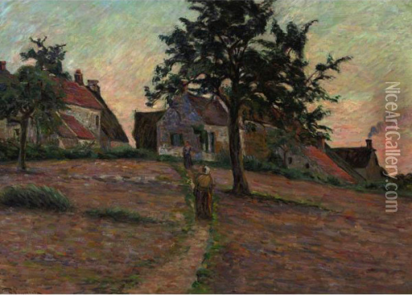 Chemin A Damiette, Soleil Couchant Oil Painting - Armand Guillaumin