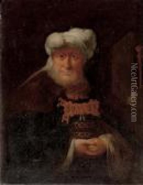 Portrait Of A Gentleman As An Oriental Oil Painting - Rembrandt Van Rijn