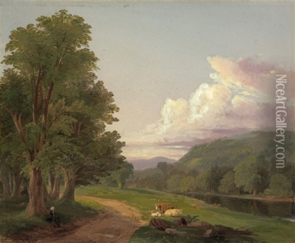 Landscape, Albany Oil Painting - James McDougal Hart