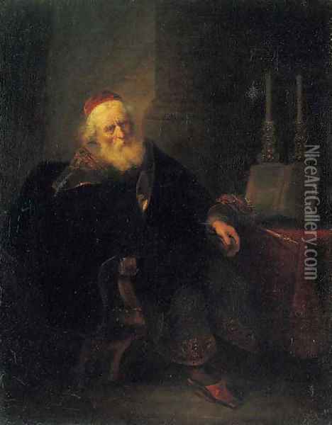 King David in contemplation Oil Painting - Abraham Van Dyck