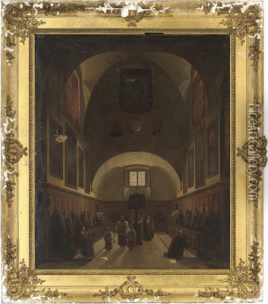 Monks Saying Office In The Convento Dei Cappuccini, Rome Oil Painting - Francois-Marius Granet