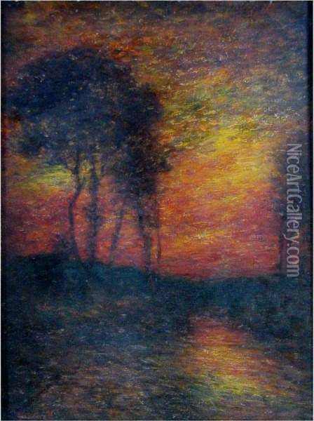 Sunset Landscape Oil Painting - Hudson Mindell Kitchell
