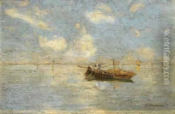 Pescatore In Laguna Oil Painting - Pietro Fragiacomo