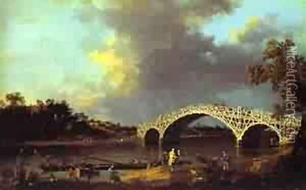 Old Walton Bridge 1754 Oil Painting - (Giovanni Antonio Canal) Canaletto