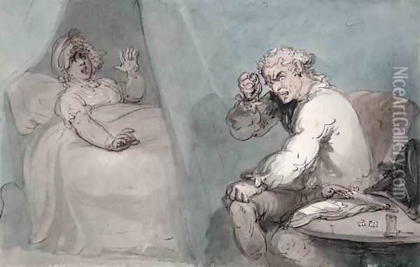 The Gamester Going to Bed Oil Painting - Thomas Rowlandson