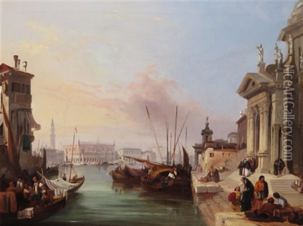 Santa Maria Della Salute, Looking Across To Piazza San Marco Oil Painting - Edward Pritchett