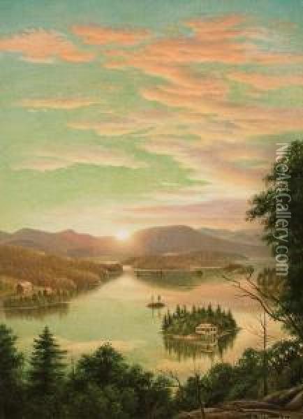 Sunrise Over The Lake Oil Painting - Levi Wells Prentice