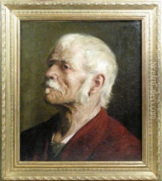 Portrait Of An Old Sailor, Head And Oil Painting - Jean Joseph Delvin