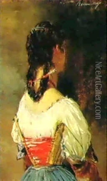 Checca Oil Painting - Pietro Morgari